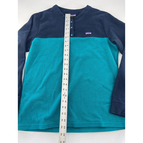 Patagonia Fleece Sweatshirt Womens Medium Blue Teal Pullover Long Sleeve Preppy - Picture 2 of 10